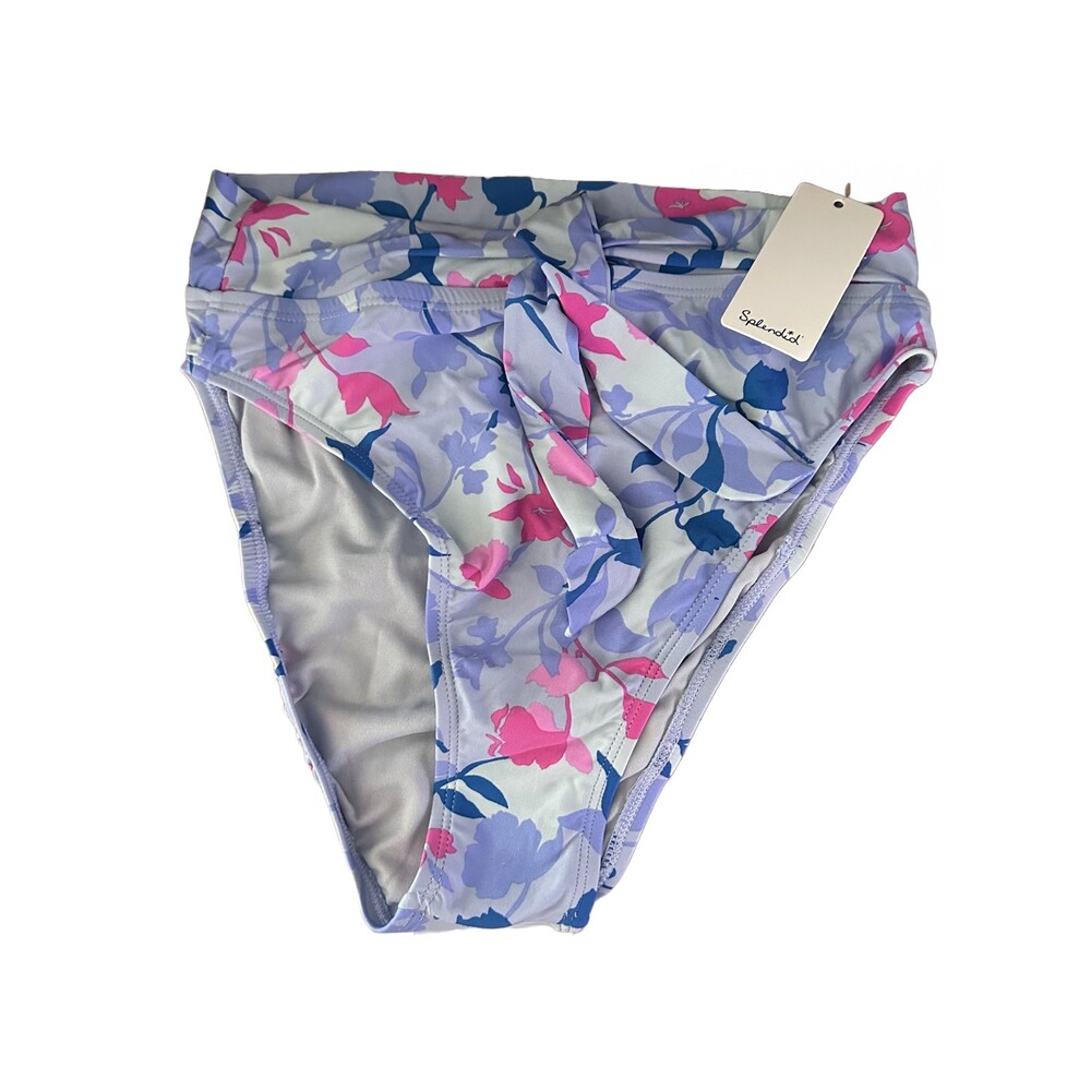 Splendid High Waisted Floral Blue/Pink Bathing Suit Bottom Size Small